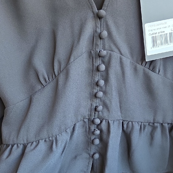 The Kooples Black V-Neck Button-Peplum Blouse - Picture 5 of 10